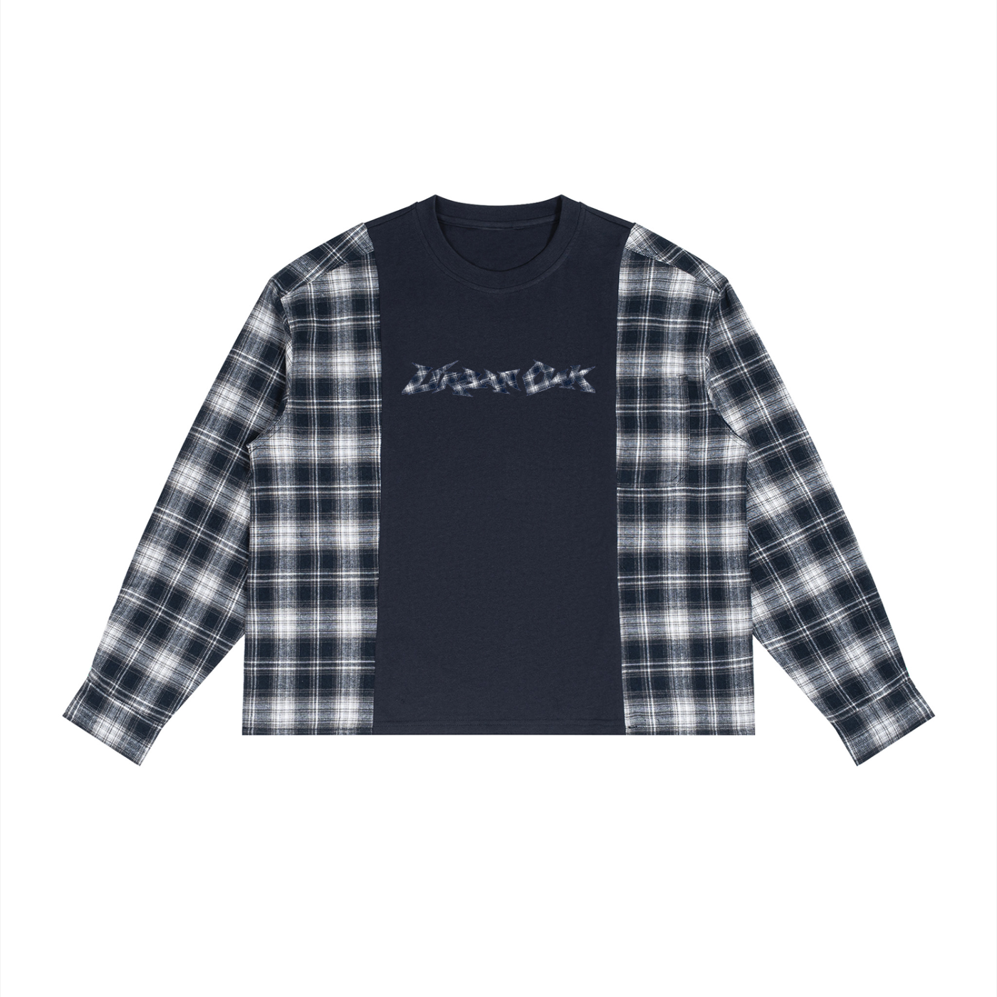 Half plaid Panel Long Sleeve