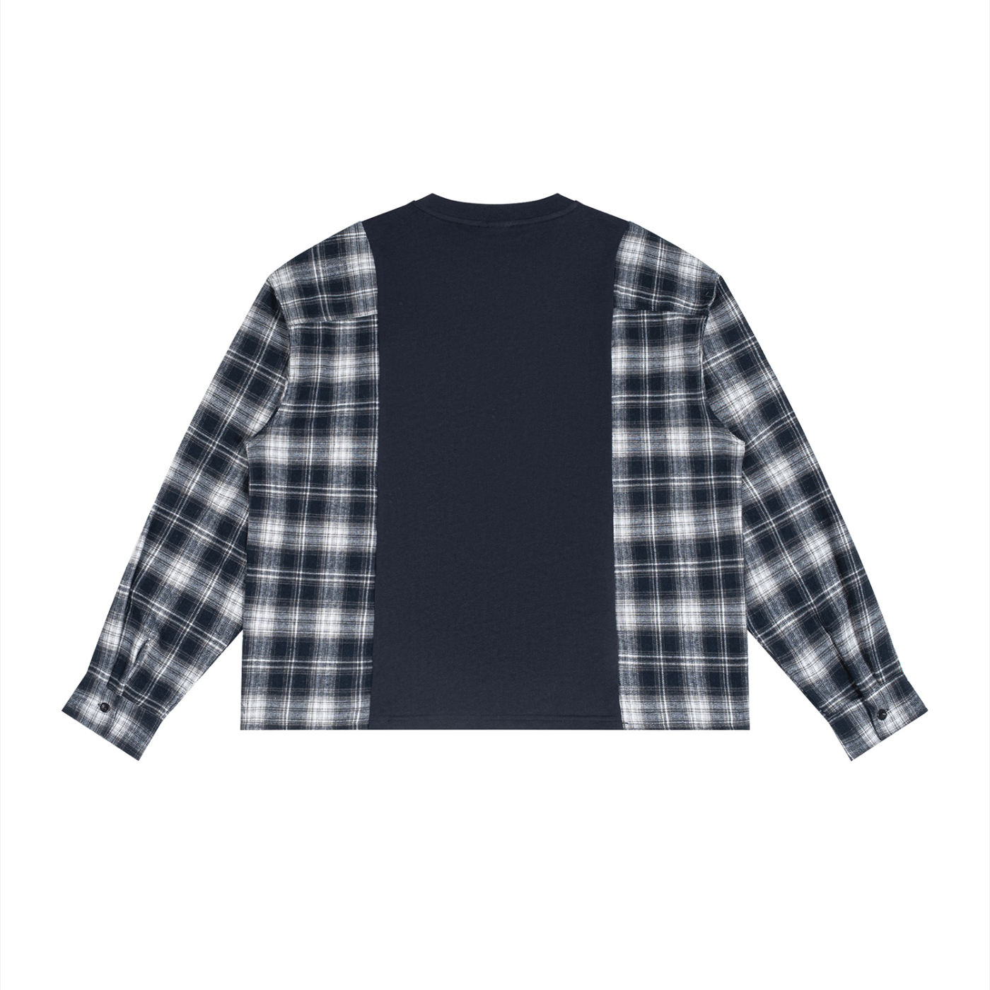 Half plaid Panel Long Sleeve